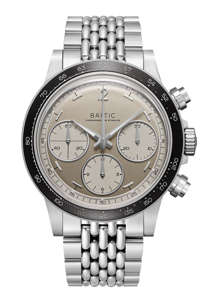 Baltic Scalegraph Champagne chronograph with a champagne dial and twin subdials